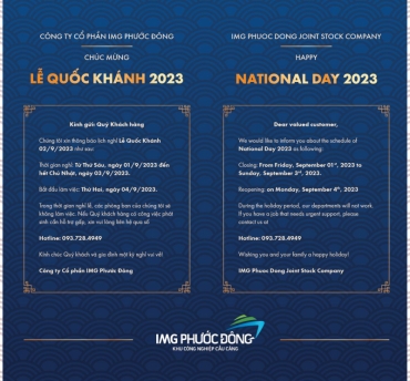 Thông báo lịch làm việc Lễ Quốc Khánh 2023| National Day Working Announcement