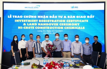 KCN Cầu cảng Phước Đông tổ chức long trọng Lễ trao chứng nhận đầu tư & Bàn giao đất công ty Hi-Crete