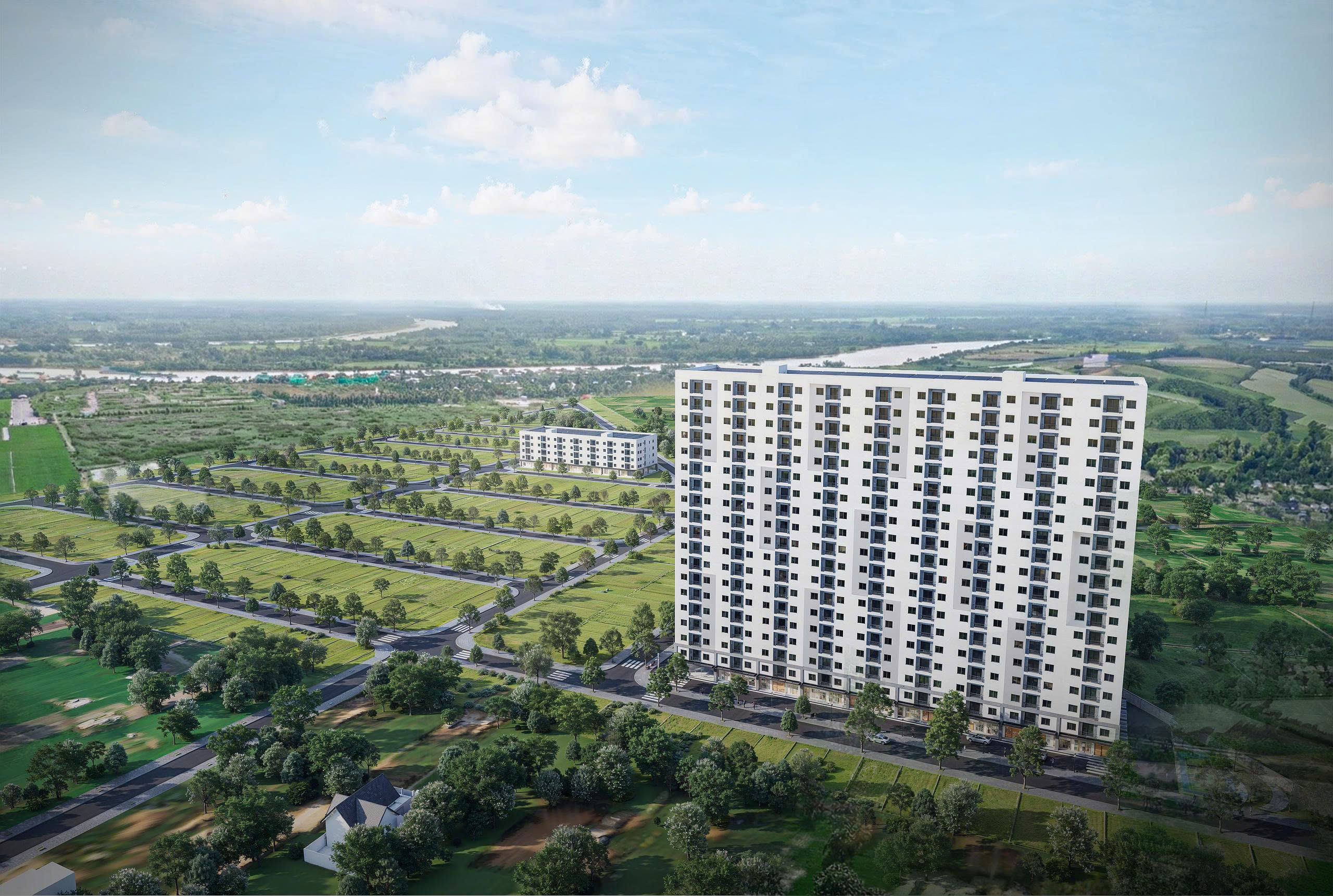 le khoi cong cum nha xuong cao tang   du an nha o cong nhan  ?? nha o chuyen gia tai kcn cau cang phuoc dong nhan ky niem 51 nam ngay giai phong mien nam